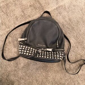 Michael Kors Black and Silver Studded Backpack